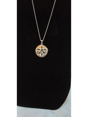 Silver Tone Sand Dollar Pendant Necklace Coastal Beach Jewelry